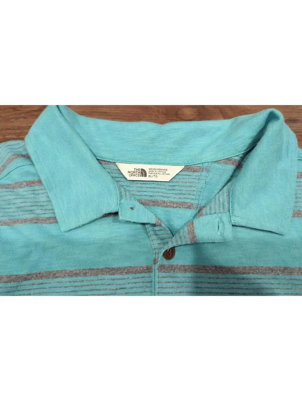 The North Face Striped Teal & Gray Polo Shirt Size XL X-Large